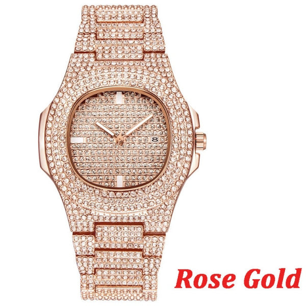 TOPGRILLZ Brand Iced Out Diamond Watch Quartz Gold HIP HOP Watches With Micropave CZ Stainless Steel Watch Clock relogio