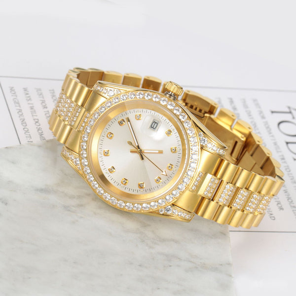 Women  Crystal Quartz Watch Round Shape Stainless Steel Watch High Quality Fashion Jewelry Gift
